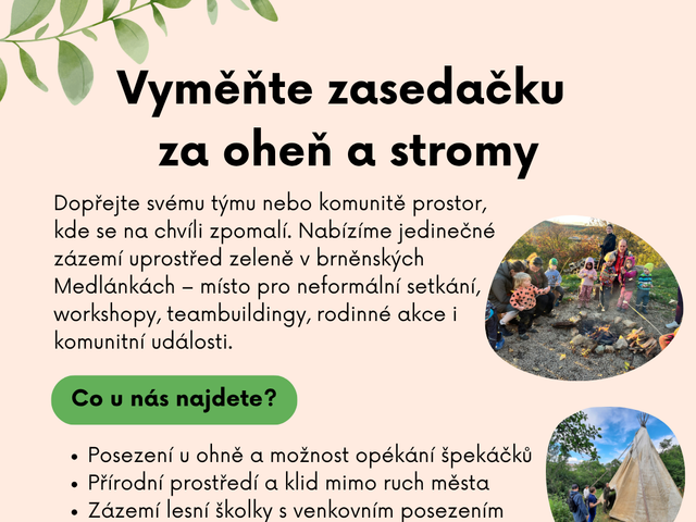 Zahrady, lesní školka na filmování v Brno